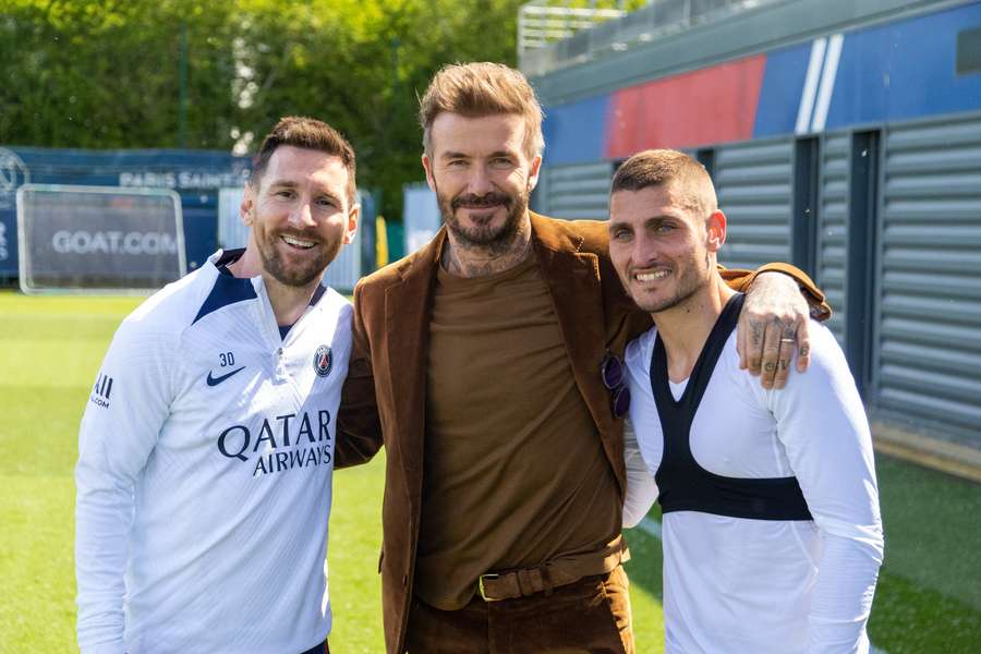 David Beckham, alături de Lionel Messi și Marco Verratti