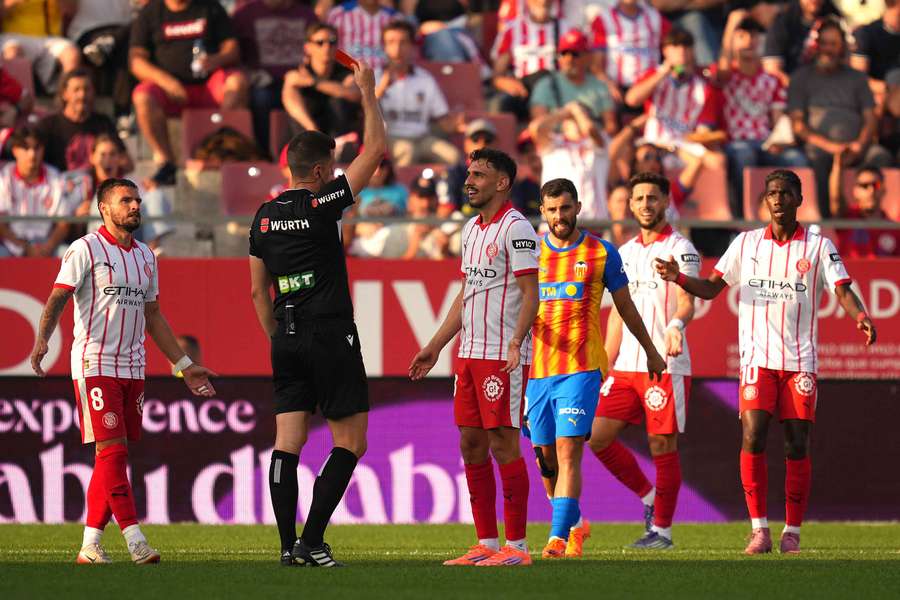 Ivan Martin of Girona reacts as he is shown a red card in October Ivan Martin of Girona reacts as he is shown a red card in October