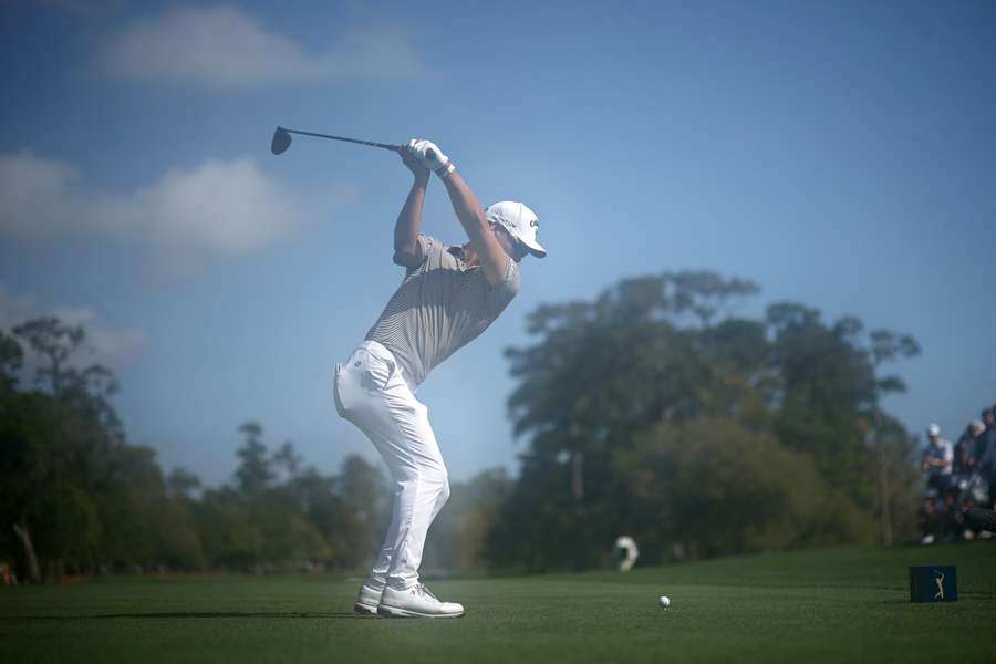 Min Woo Lee teeing off during the final round of the recent Players Championship.