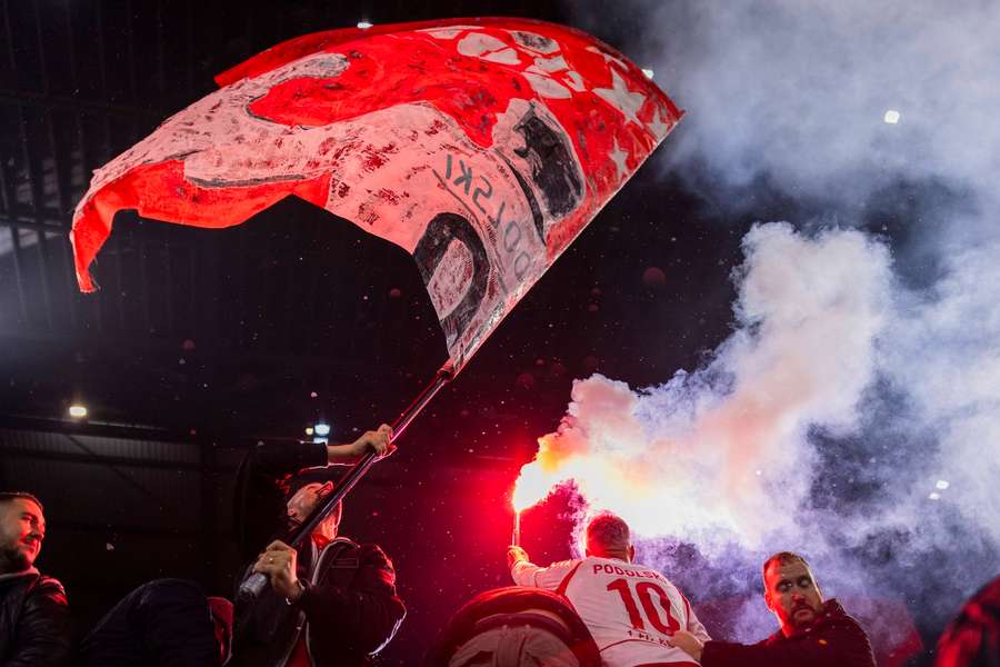 Pyrotechnik beim Podolski-Abschied.