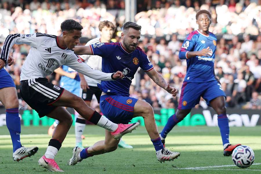 Luke Shaw in action against Fulham Luke Shaw in action against Fulham