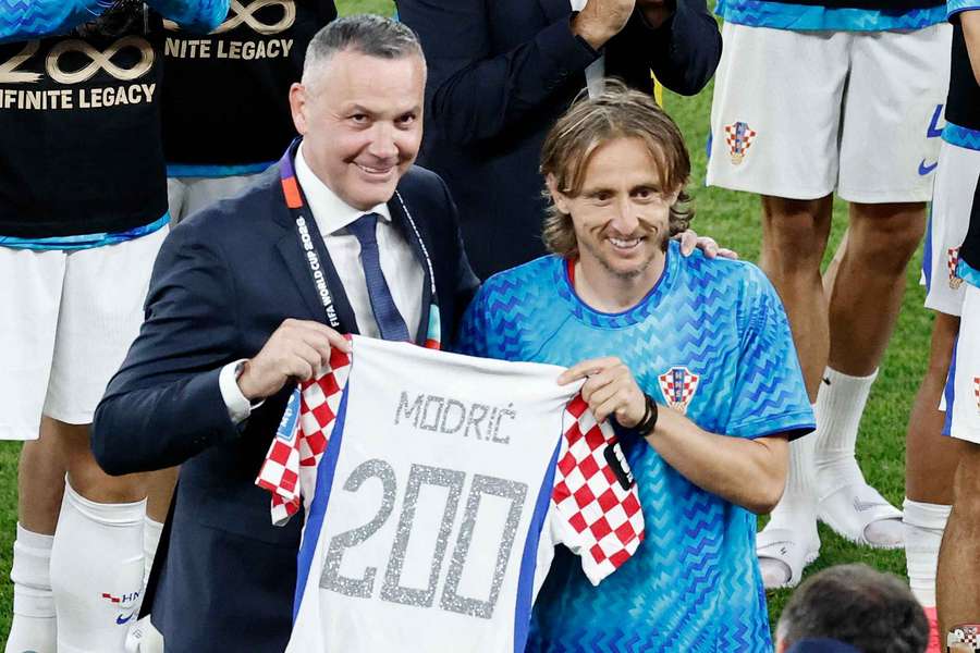 Modrič po zápase. Modrič po zápase.