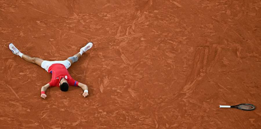 Djokovic reacts after reaching his first Olympics final