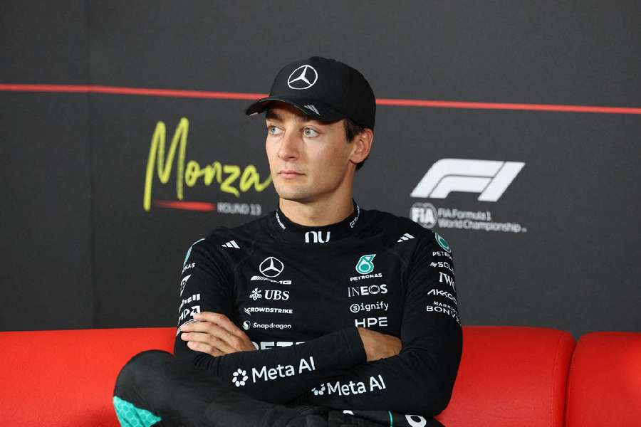 George Russell speaking to the media after qualifying