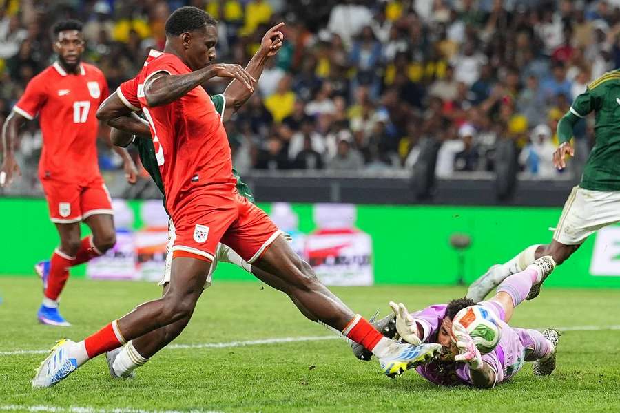 Renaldo Leaner in action for Bafana Bafana against Panama last month 