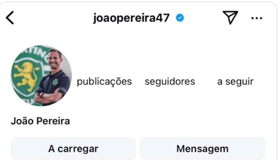 A conta de João Pereira no Instagram