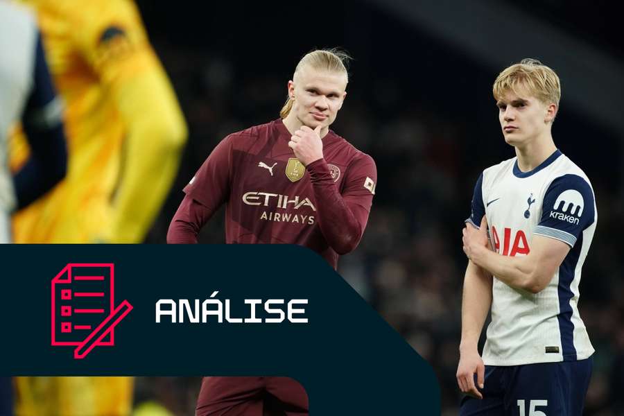 Erling Haaland, do Man City, e Lucas Bergvall, do Tottenham