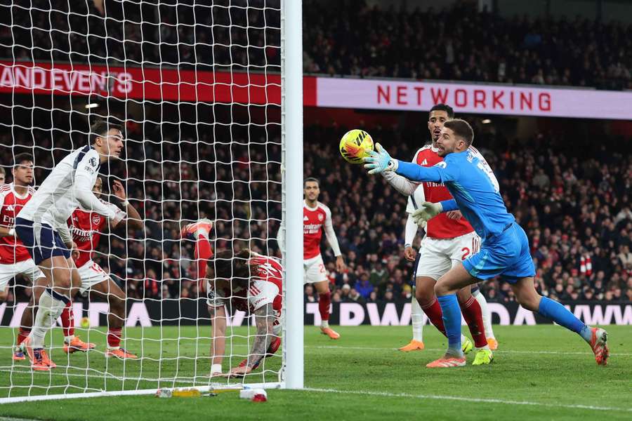 Guglielmo Vicario makes a save