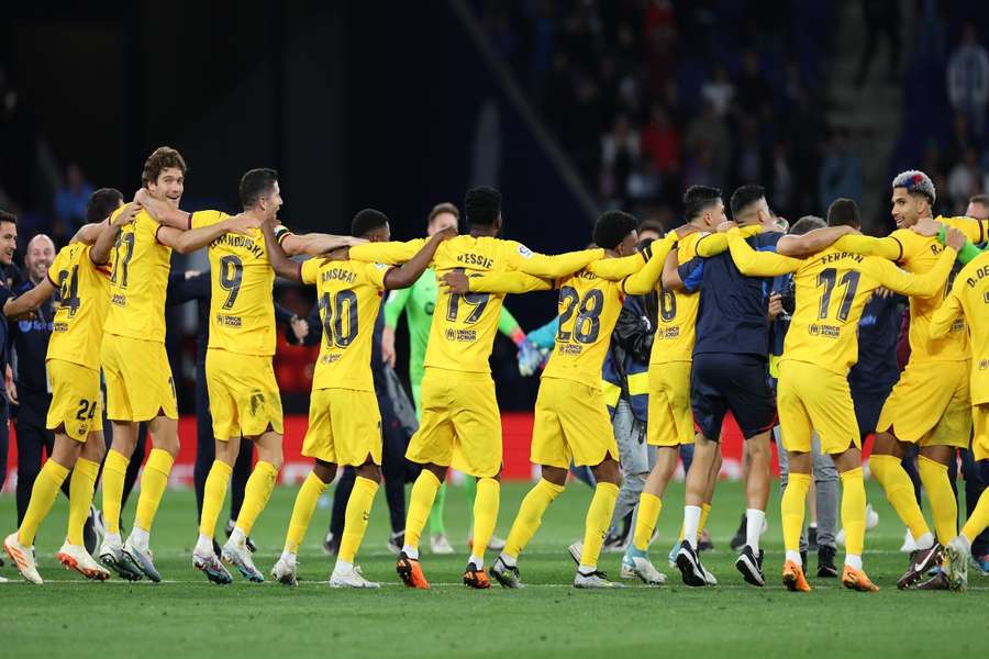 El Barça festejó el título de LaLiga en el RCDE Stadium