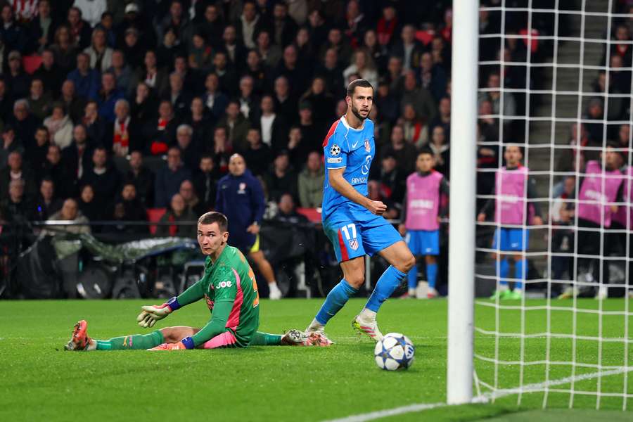 David Hancko scores to put Atletico ahead in the 52nd minute David Hancko scores to put Atletico ahead in the 52nd minute