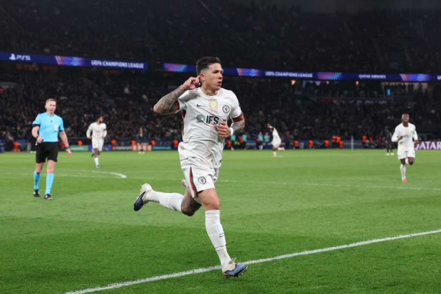 Enzo Fernandez celebrates scoring