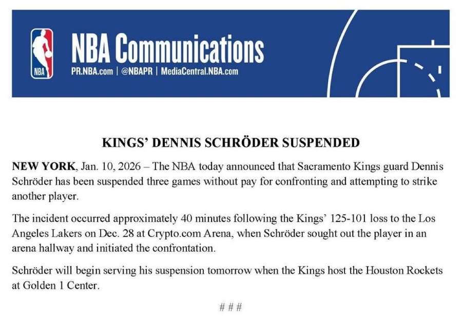 El texto publicado por la NBA