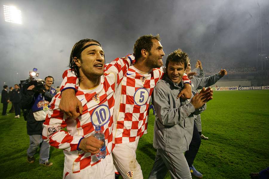 Niko Kovac (I) e Igor Tudor (C), en 2005, tras un partido con Croacia