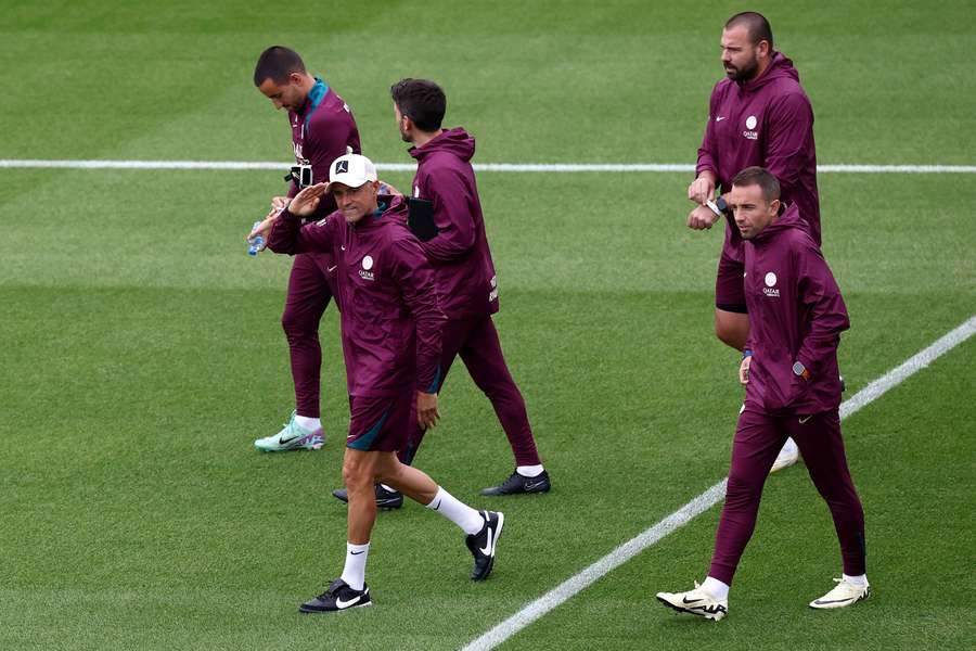 Luis Enrique à l'entraînement ce mardi.