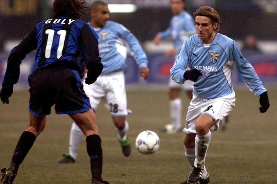 Karel Poborsky playing for Lazio against Inter