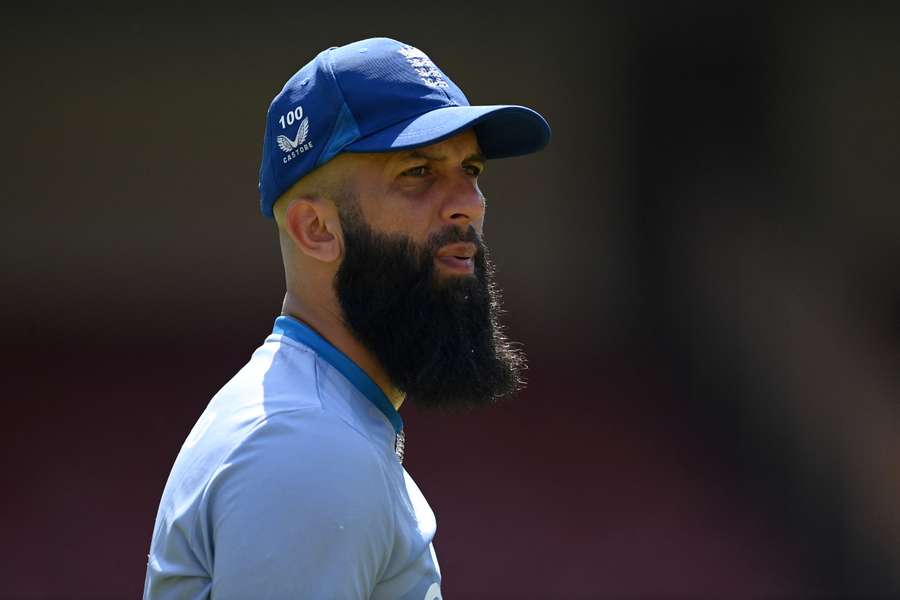 England's Moeen Ali attends a practice session at the M. Chinnaswamy Stadium in Bengaluru
