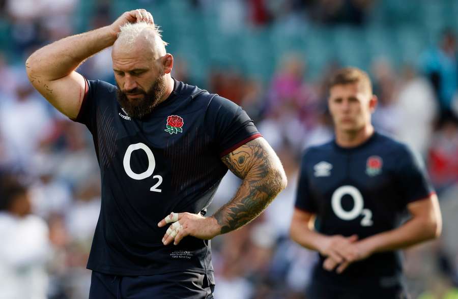 England's Joe Marler reacts after the pre-2023 World Cup warm-up rugby union match against Fiji