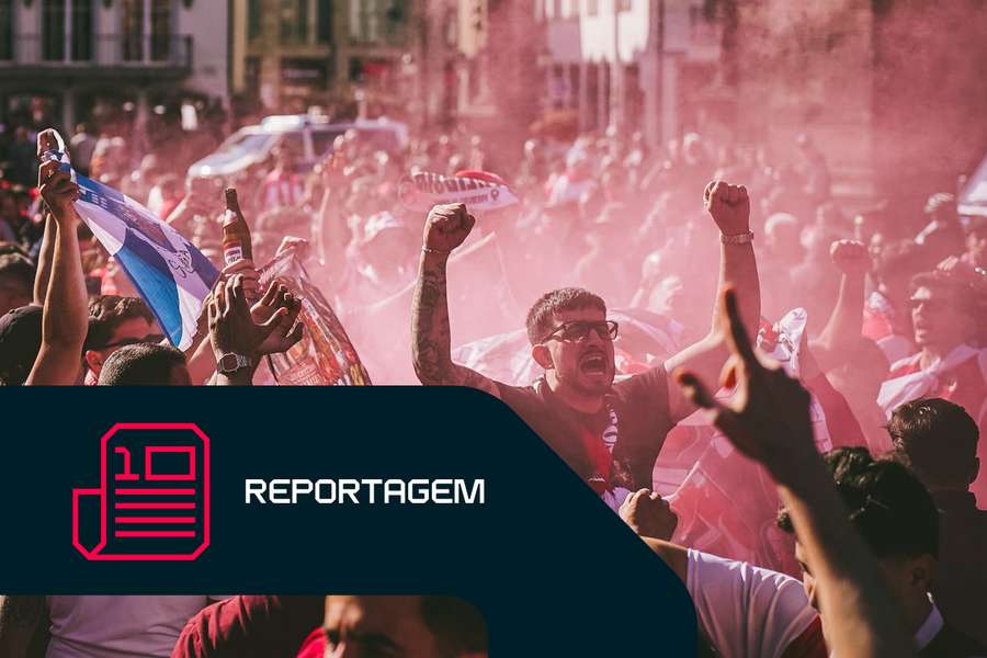 Adeptos apoiam SC Braga na praça de Friburgo