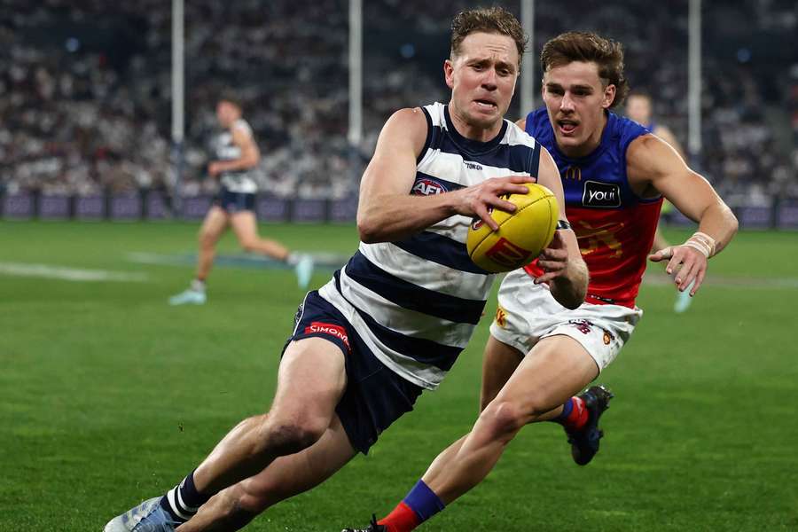 Mitch Duncan during his final AFL game against Brisbane Lions in Round 16.