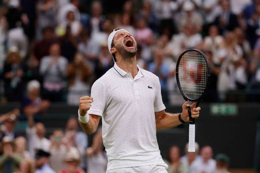 Dimitrov celebrates his win Dimitrov celebrates his win