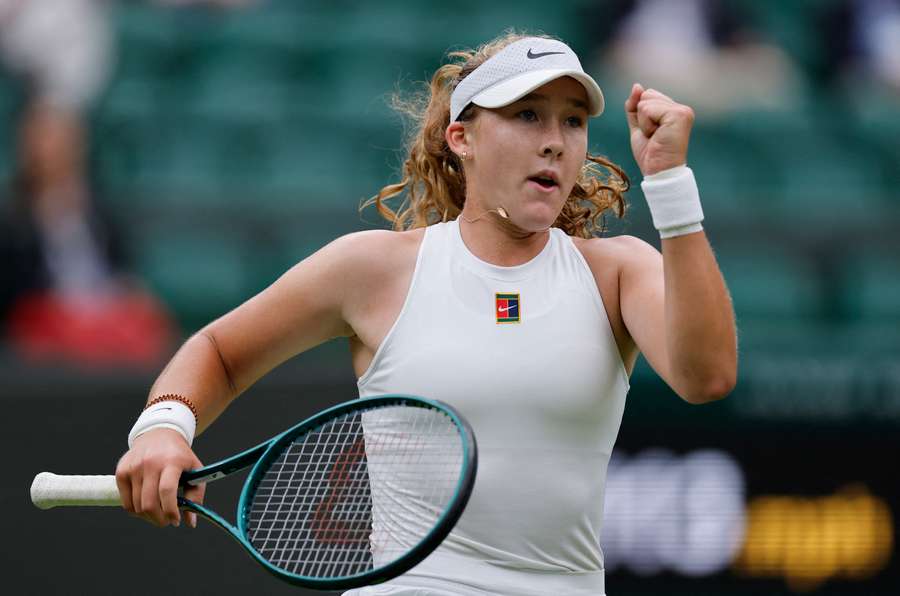 Mirra Andreeva celebrates win 