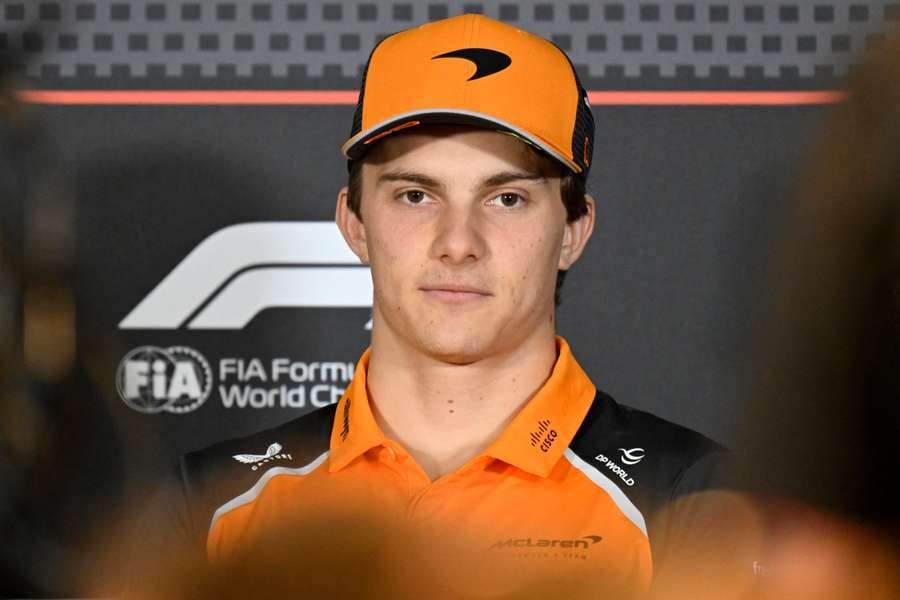 McLaren's Oscar Piastri attends a press conference ahead of the Azerbaijan Grand Prix