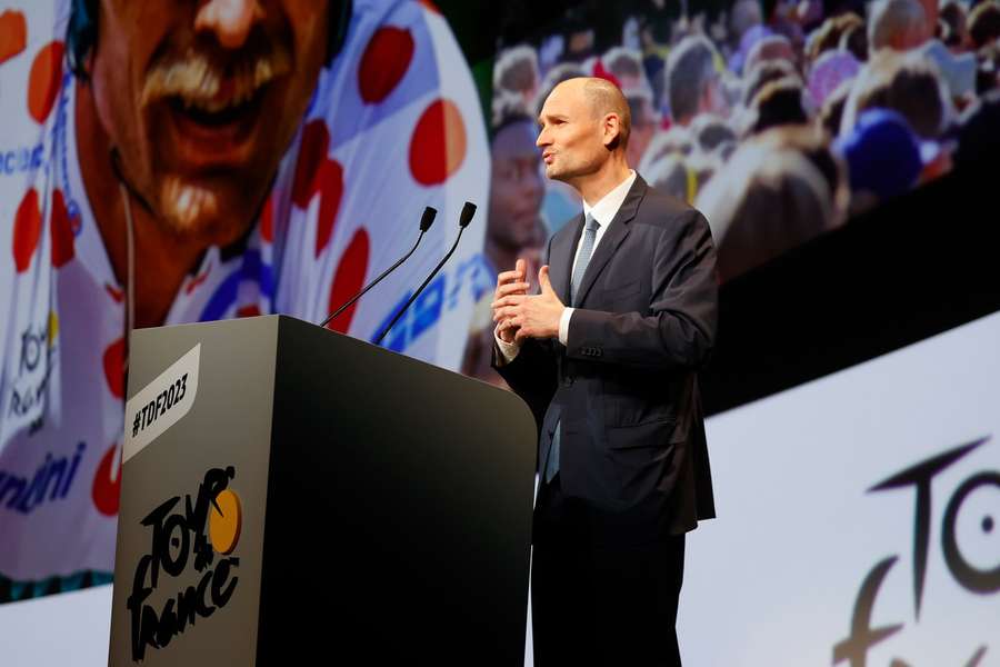 L'organisation du Tour de France présent aujourd'hui au Palais des Congrès à Paris.