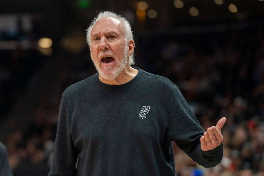 San Antonio Spurs head coach Gregg Popovich reacts after a call by the official