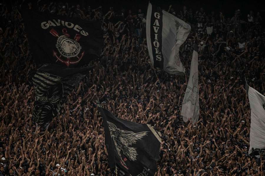 Corinthians fans at Neo Quimica Arena, where the final first leg takes place