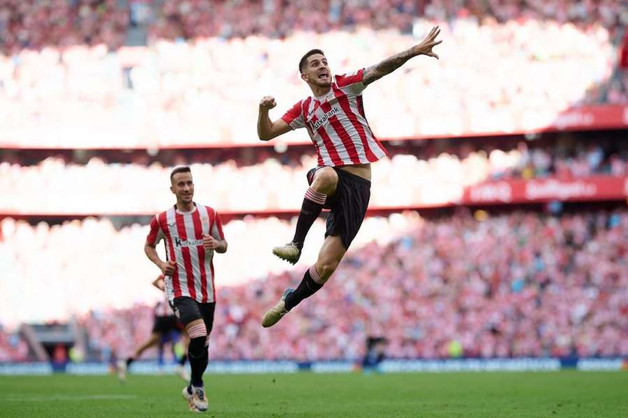 Sancet celebrates scoring Bilbao's second goal