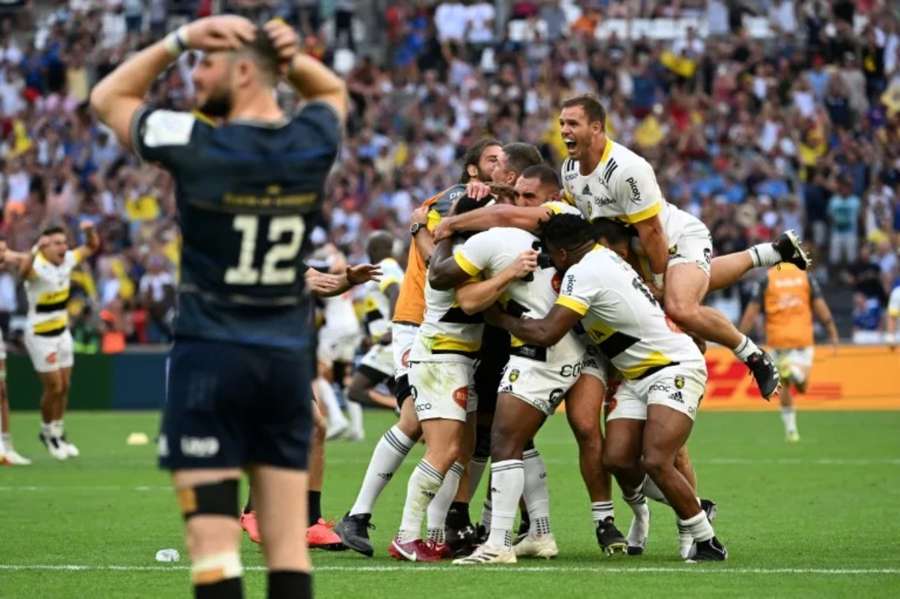 La Rochelle's players celebrate after winning last season's final