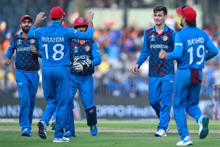 Afghanistan's players celebrate against Pakistan