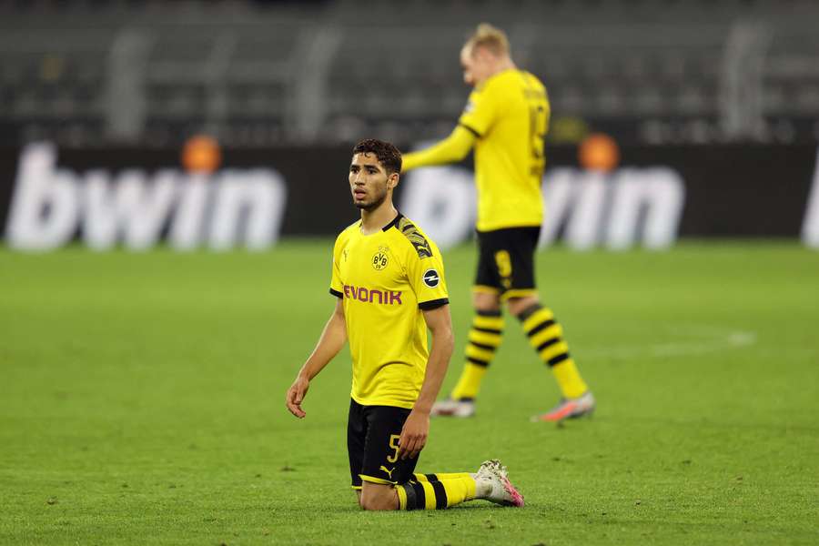 Achraf Hakimi, con el Borussia Dortmund