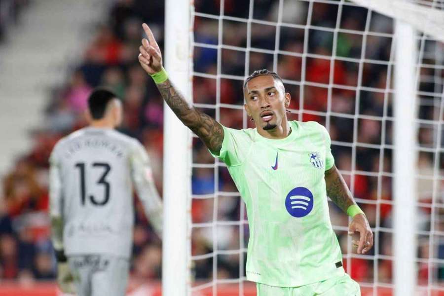 Raphinha netted twice in the second half for Barcelona