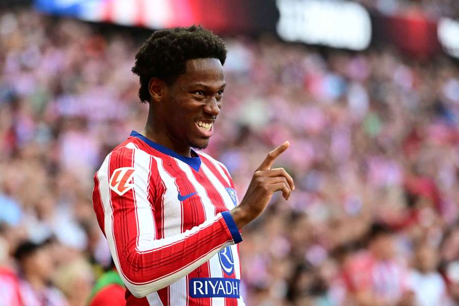 Jonathan David celebrates scoring Atleti's second goal against Real Madrid in September. Jonathan David celebrates scoring Atleti's second goal against Real Madrid in September.