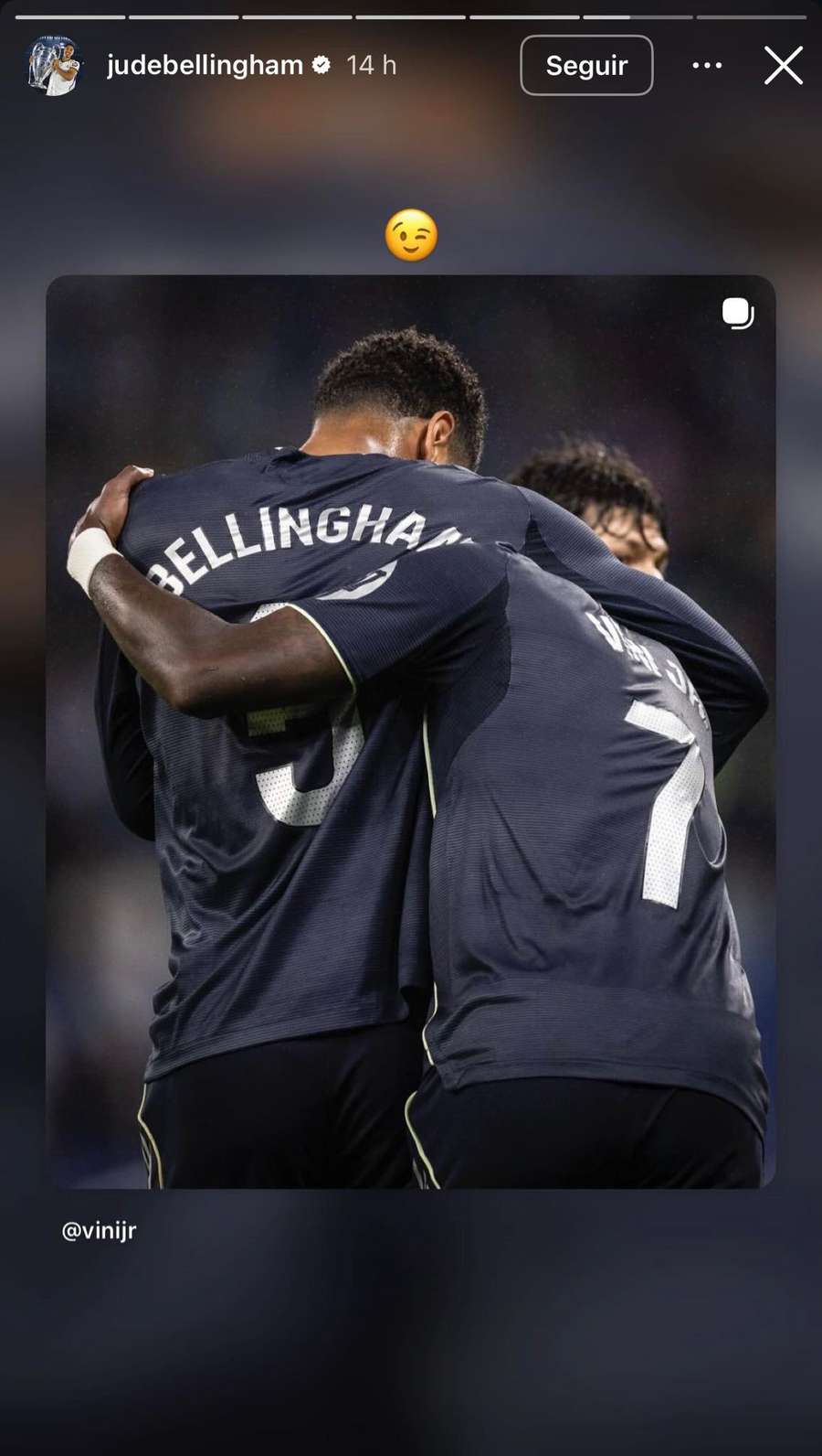 La publicación de Bellingham en Instagram