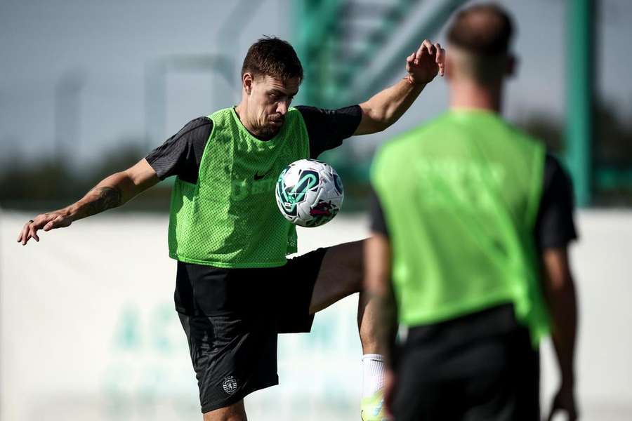 Coates, capitão do Sporting, no treino desta sexta-feira