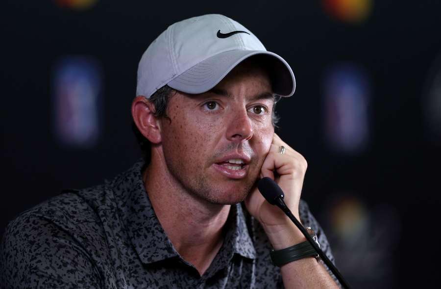 Rory McIlroy of Northern Ireland speaks to the media in a press conference after the pro-am prior to the Arnold Palmer Invitational 