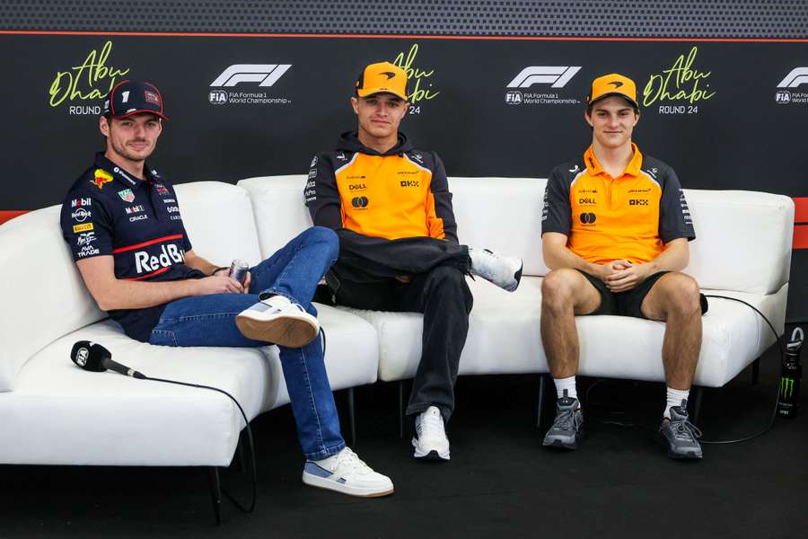 Verstappen, Norris y Piastri Verstappen, Norris y Piastri