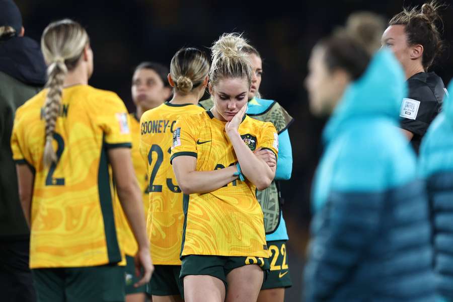 Australia's players react after their 3-1 semi-final defeat to England