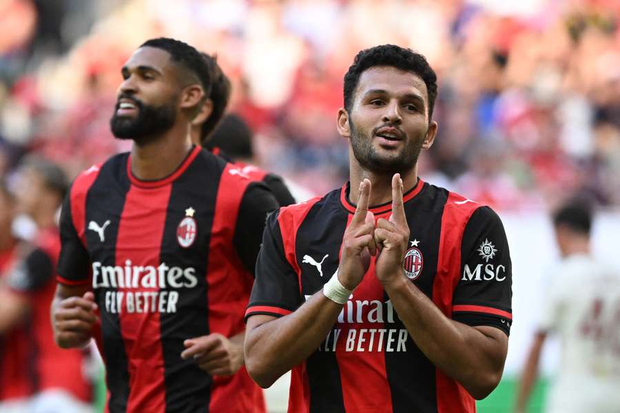 AC Milan's Goncalo Ramos (right) celebrates with Ruben Loftus-Cheek against Manchester United AC Milan's Goncalo Ramos (right) celebrates with Ruben Loftus-Cheek against Manchester United