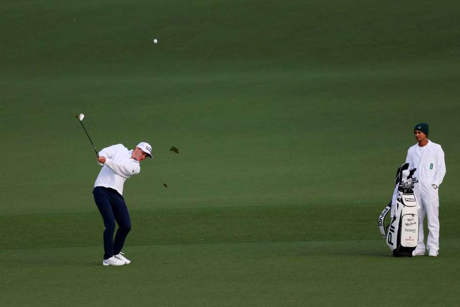 Matt McCarty hits his approach on the second hole at Augusta