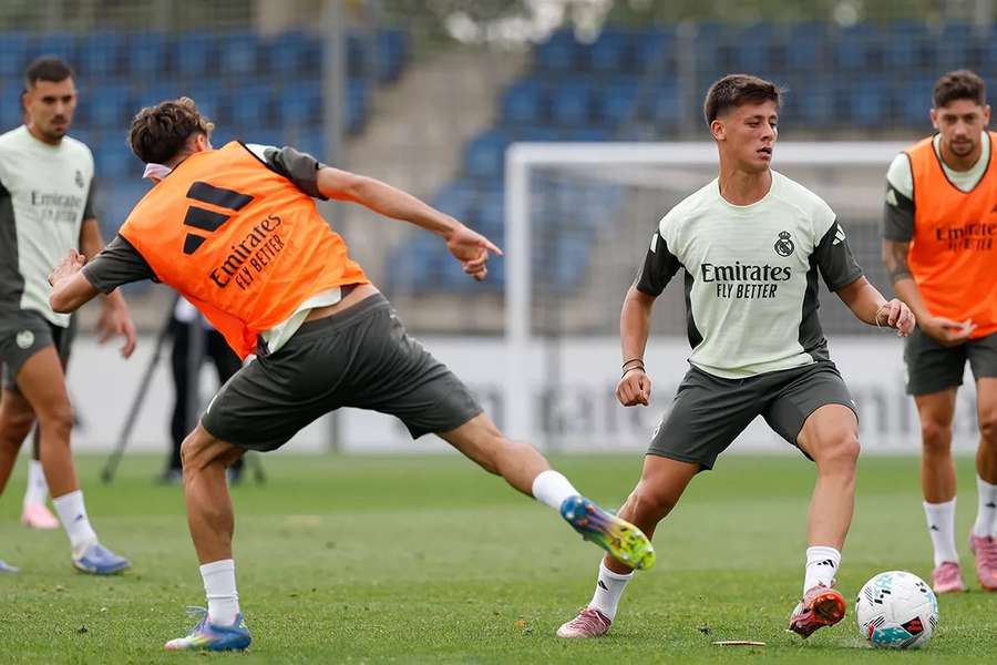 Arda Güler, durante el entrenamiento previo al duelo ante Osasuna