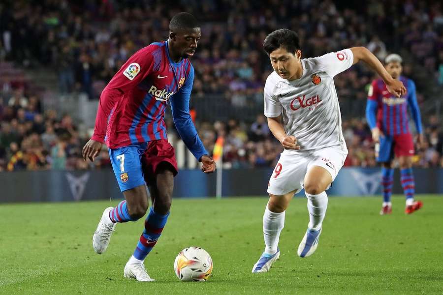 Dembélé y Kang-In Lee, durante el Barça-Mallorca de la temporada pasada.