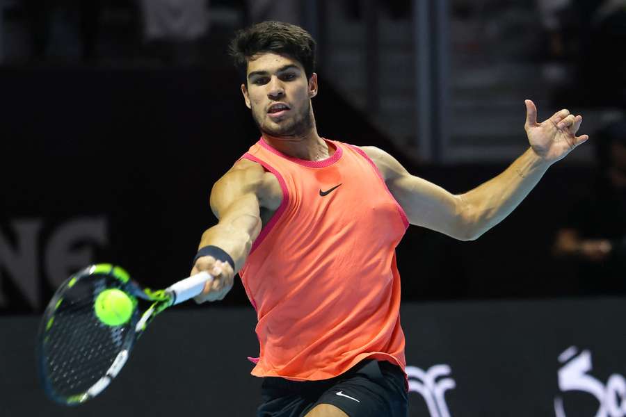 Carlos Alcaraz, durante las semifinales del Six Kings Slam ante Rafa Nadal