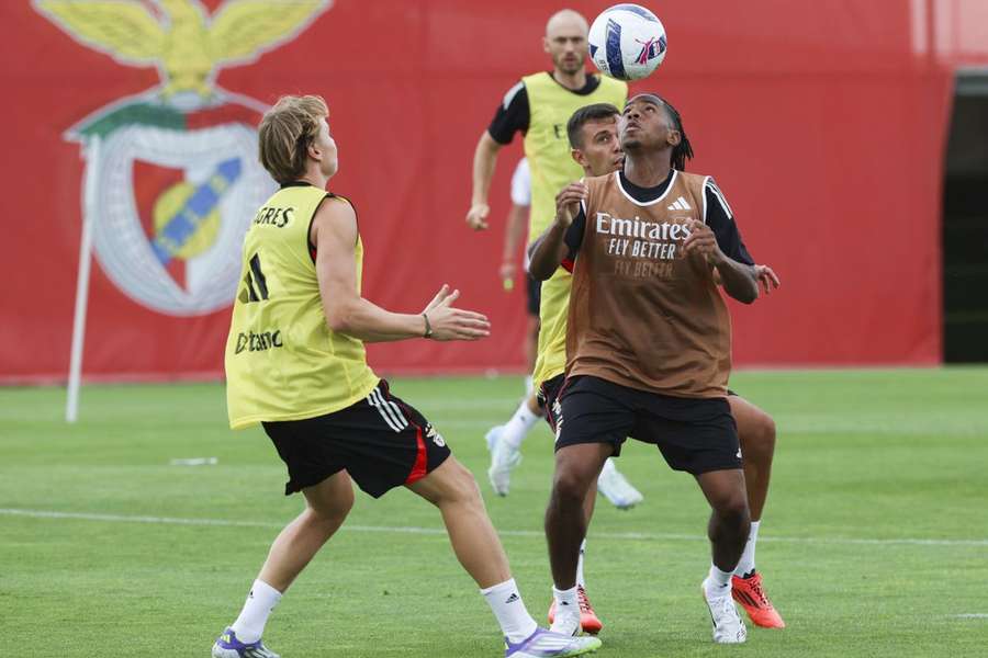 Leandro Barreiro no treino do Benfica