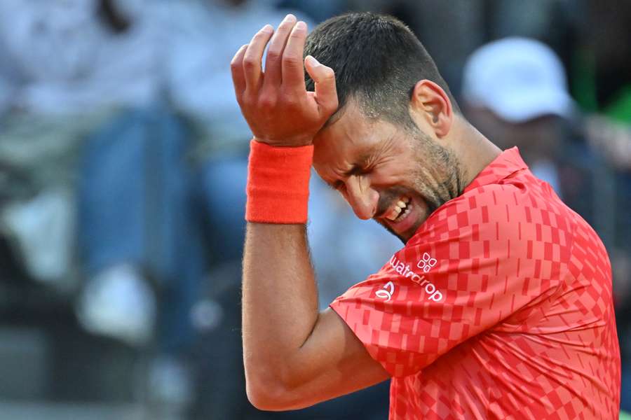 Djokovic reacts during his second round match