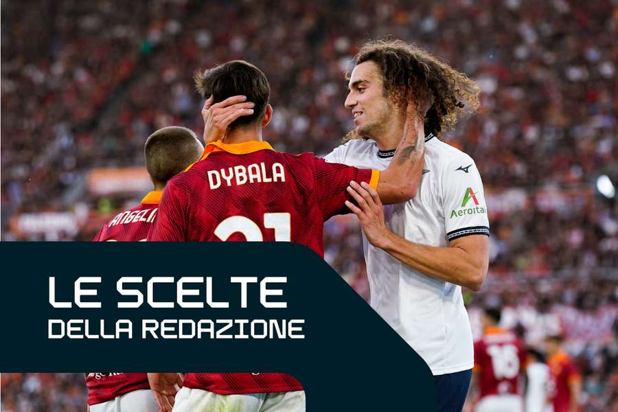 Paulo Dybala e Matteo Guendouzi battibeccano durante l'ultimo derby tra Roma e Lazio