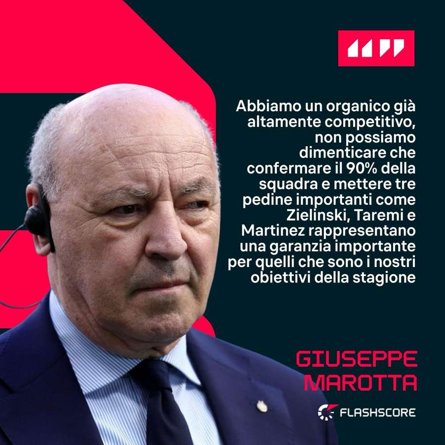 Le parole di Marotta sull'attuale organico nerazzurro