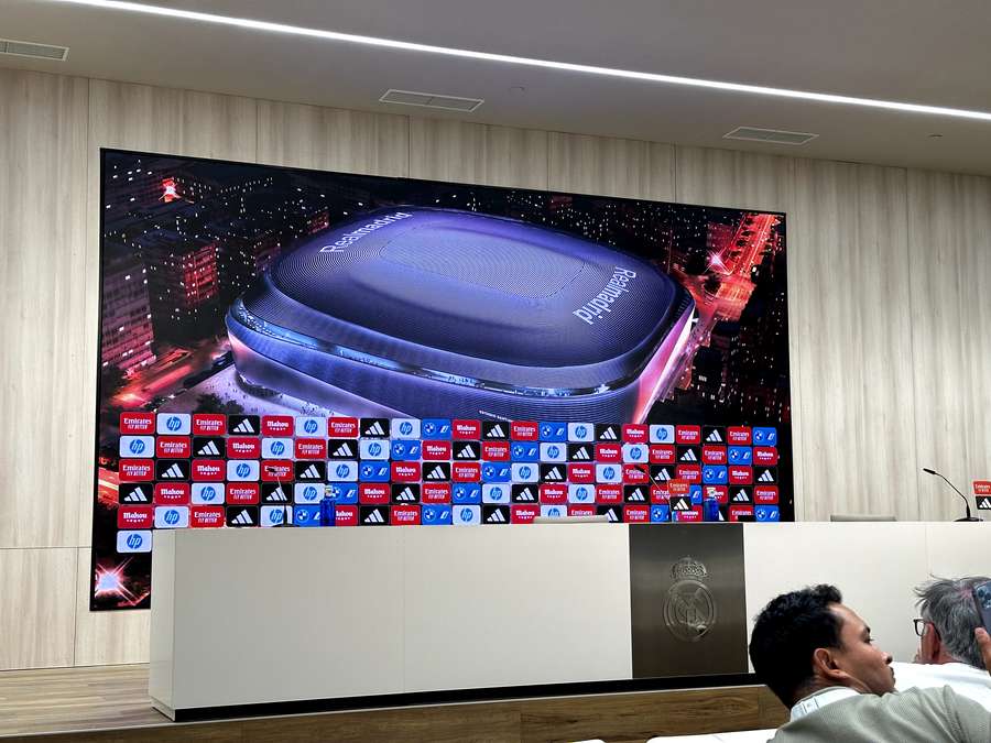 Sala de prensa del Santiago Bernabéu.